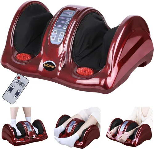 H&B Luxuries Shiatsu - Máquina de masajeador de pies con control remoto, masajeadores de amasado y rodado para el hogar para pies, tobillo,