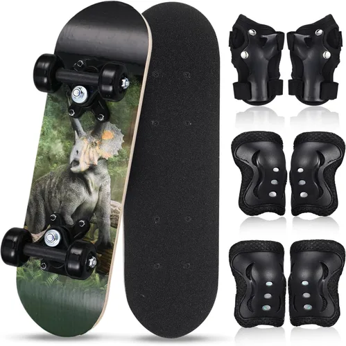 Miniatura 32 de Honoson Juego de 7 piezas de rodilleras, coderas y muñequeras para patinetas para principiantes y niños pequeños