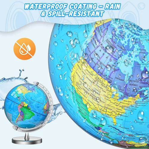 Miniatura 6 de Globo del mundo iluminado de 12 pulgadas para niños y adultos, lámpara de globo con mapa del mundo para niños, base estable de metal pesado, regalo