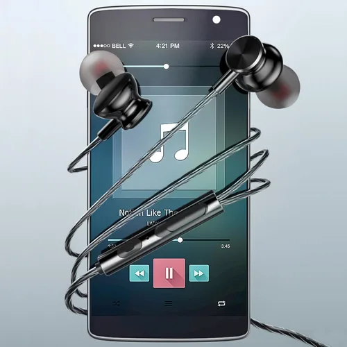 Miniatura 7 de ApexOne Auriculares intraurales de metal con cable con micrófono, control de volumen y funda de bolsillo, auriculares estéreo con aislamiento