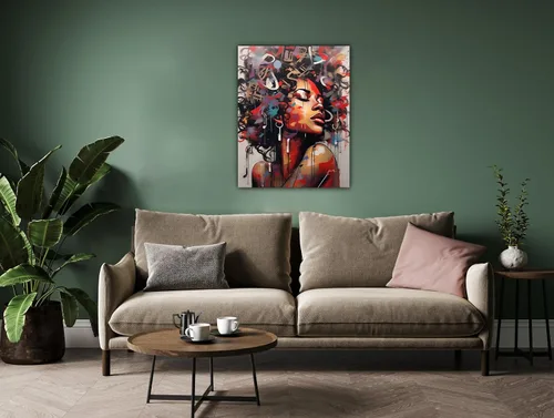 Miniatura 265 de Arte de pared afroamericano, decoración de rey y reina bailarín negro para sala de estar, arte de pareja de amor negro para dormitorio, lienzo
