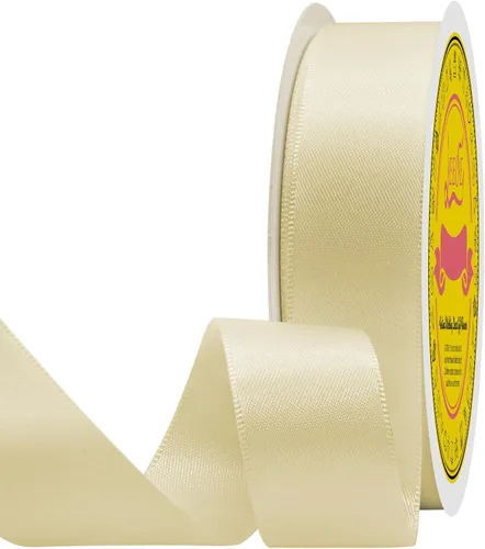 Miniatura 342 de Cinta de satén blanca antigua de doble cara de 1-1/2 pulgadas x 50 yardas, cinta de poliéster para envolver regalos, día de San Valentín, bodas