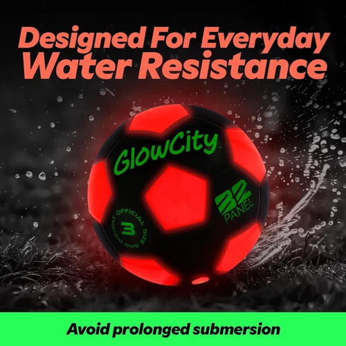 Miniatura 3 de GlowCity Balón de fútbol que brilla en la oscuridad - Tamaños 3, 4, 5 para niños, adolescentes y adultos - Balón de fútbol que se ilumina con 2