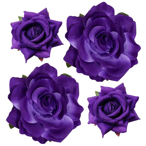 Miniatura 11 de Topbuti Pinza para el pelo de rosa, 4 piezas de tela, pinzas para el cabello mexicano, tocados para mujer, niña, boda, fiesta, día de la madre Negro