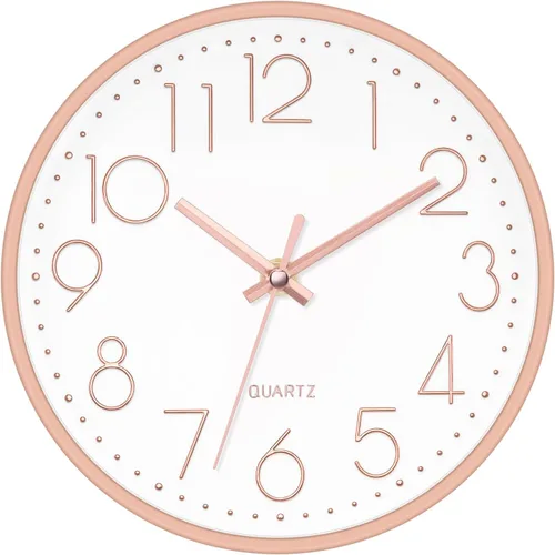 Miniatura 21 de Foxtop Reloj de pared negro de 12 pulgadas, silencioso, sin tictac, de cuarzo, funciona con pilas, reloj redondo fácil de leer para oficina, aula