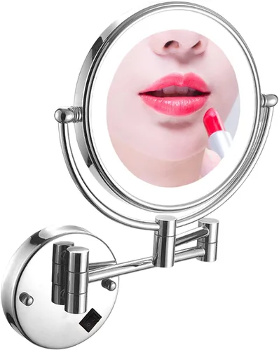 Miniatura 9 de Espejo de maquillaje de pared de 8 pulgadas con luces, espejo de maquillaje iluminado para baño 360 giratorio, espejos de tocador extensibles