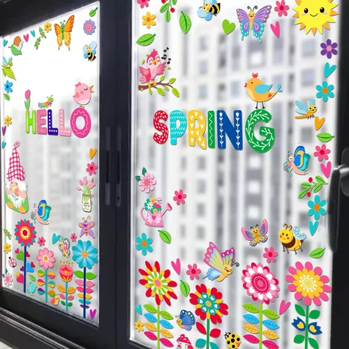 Miniatura 3 de Calcomanías de pared de Pascua extraíbles de doble cara para niños, decoración de ventanas de cristal para el hogar, aula, oficina, ventanas