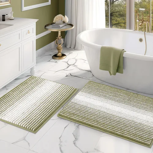 Miniatura 115 de BSICPRO Juegos de Alfombras y Tapetes para Baño, Juego de Alfombra de Baño de Felpilla Gruesa Absorbente de 2 Piezas Antideslizante, Tapetes Suaves