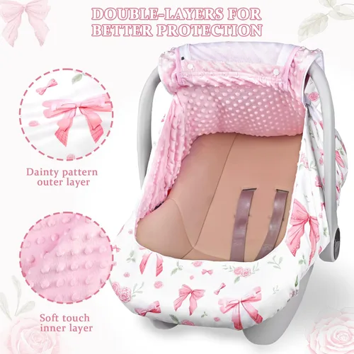 Miniatura 2 de Funda de asiento de automóvil para bebé y niña, con doble cremallera, con malla transpirable, toldo de protección universal y cálida, ajuste cómodo