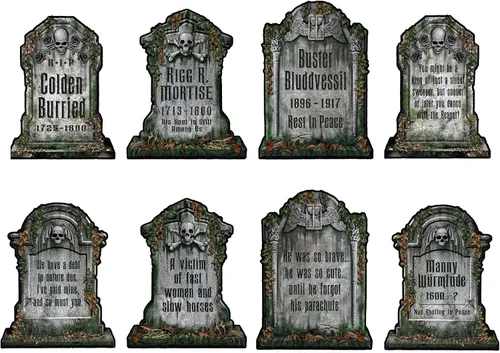 Miniatura 2 de Beistle Recortes de lápida 4 piezas de decoración de fiesta de Halloween, 15 pulgadas, negro/gris