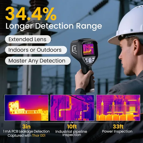 Miniatura 4 de Cámara térmica de mano Thermal Master, resolución 512×384 X³IR, cámara de imágenes térmicas con cámara visual de 2MP, pantalla IPS de 3.5" 640×480