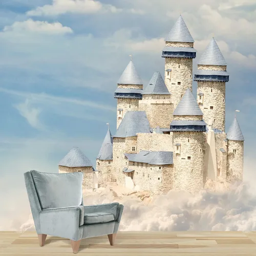 Miniatura 37 de IDEA4WALL Adhesivo mural removible para pared, cielo azul, castillo mágico místico, fantasía y ciencia ficción, arquitectura, fotografía, arte