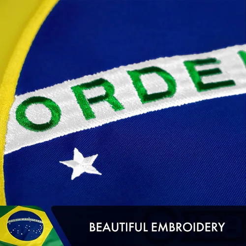 Miniatura 4 de G128 Bandera brasileña de Brasil, 3 x 5 pies, serie doble ToughWeave bordado de poliéster 210D de doble cara, bandera de país, diseño bordado