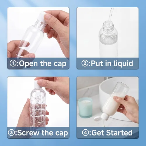 Miniatura 4 de TRENDBOX Botellas transparentes de 8 oz/8.5 fl oz con tapa abatible, recipientes de viaje sin BPA para champús, lociones y aceites de masaje, Blanco