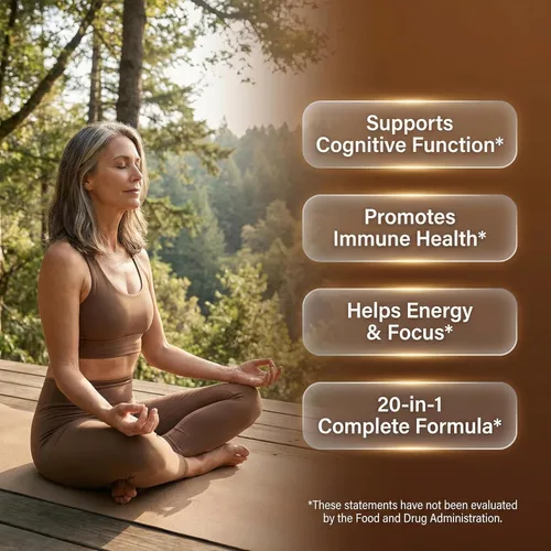Miniatura 3 de Clean Nutraceuticals Lions Mane - Suplemento de hongos 20 en 1 con Turkey Tail Reishi Cordyceps Chaga Maitake Meshima Poria Cocos Shiitake Oyster