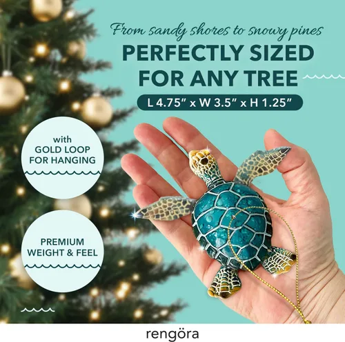 Miniatura 4 de Adorno de tortuga marina azul, decoraciones navideñas pintadas a mano 2023, temática de playa, decoración del océano, adornos de árbol de Navidad