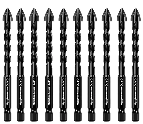 Miniatura 13 de 10 piezas de brocas de mampostería negras de 3 mm, juego de brocas de hormigón de 1/8” para azulejos, ladrillo, plástico y madera, punta de carburo