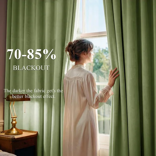 Miniatura 47 de StangH Cortinas de Terciopelo Verde Esmeralda de 96 Pulgadas - Cortinas Opacas de Terciopelo de Lujo Súper Suaves, Elegante Cobertura de Ventana