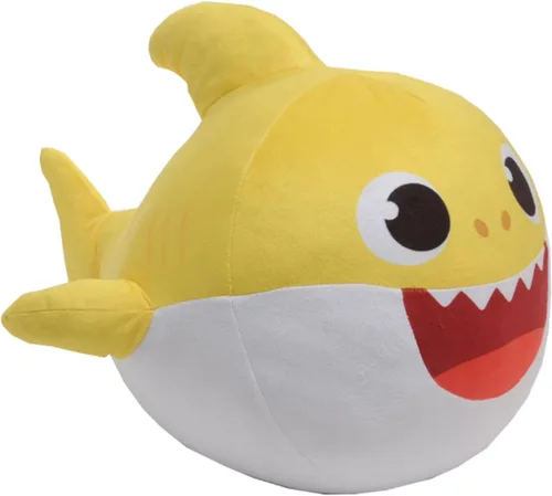 Nickelodeon Baby Shark Kids - Peluche de peluche y almohada decorativa, color amarillo, 15 pulgadas de alto