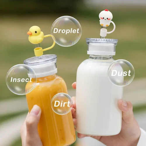 Miniatura 3 de 5 tapas de pajita para vaso Stanley, tapa de silicona con lindos animales para vaso Stanley de 30 y 40 oz con asa, puntas de pajita reutilizables a