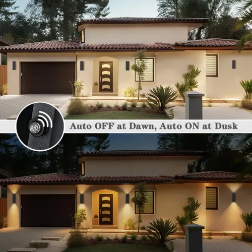 Miniatura 2 de SHIMR Luces de pared para exteriores modernas al atardecer al amanecer, aplique exterior cuadrado negro mate con bombillas incluidas, iluminación