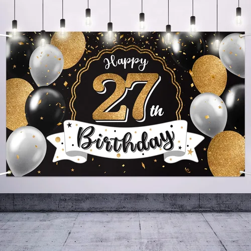 Miniatura 13 de Decoración de feliz cumpleaños número 100, globo negro y dorado número 100, cartel de fondo grande de cumpleaños – Decoración de fiesta