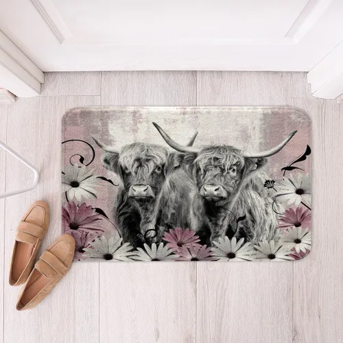 Miniatura 15 de Highland - Alfombra de baño de vaca para regalo de vaqueros, alfombra de baño de granja occidental de 20 x 32 pulgadas, tapete de baño de animales