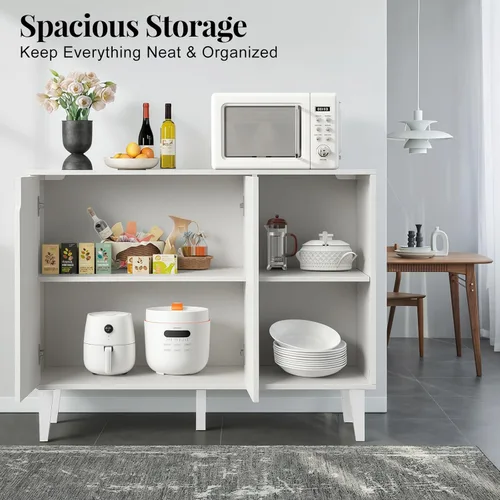 Miniatura 7 de Panana Aparador de almacenamiento para armario de cocina con 2 puertas, 2 estantes, 41.8 pulgadas de largo x 15 pulgadas de ancho x 32.5 pulgadas