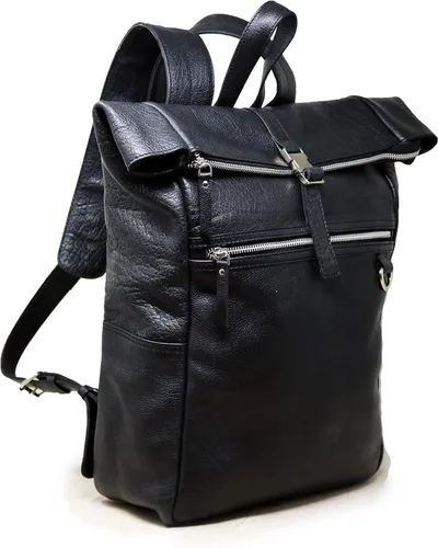 Jaald - Mochila de cuero de 17.7 in, mochila de mensajero grande, acogedora mochila de bicicleta negra de cuero genuino impermeable para viajes al