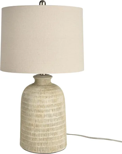 Miniatura 3 de Nourison Home 24" (61 cm) Lámpara de mesa de granja texturizada en forma de panal color huevo (beige) para mesita de noche, sala de estar, comedor