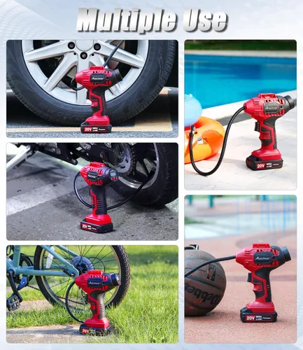 Miniatura 6 de AVID POWER Inflador de neumáticos, compresor de aire portátil, bomba de neumáticos inalámbrica de 20 V, bomba de aire recargable para neumáticos