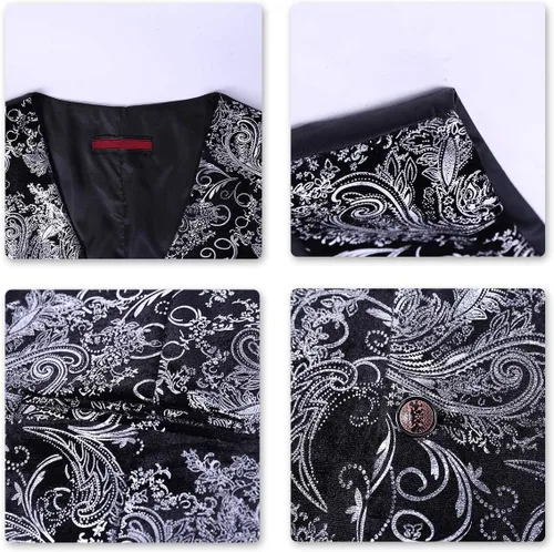 Miniatura 5 de Cloudstyle Chaleco de vestir con estampado para hombre, ajustado, chaleco formal con botones