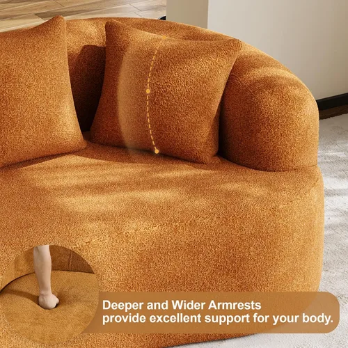 Miniatura 7 de Sofá biplaza de 68.5 pulgadas para sala de estar, moderno sofá de felpa de felpa extra profundo curvado con 3 almohadas para espacios pequeños,