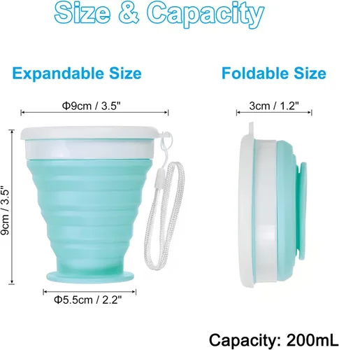 Miniatura 2 de PATIKIL Taza plegable, 6.8 fl oz de viaje, plegable, de silicona, portátil, para acampar, senderismo, al aire libre, azul