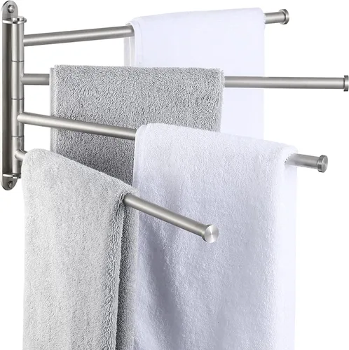 KES Toallero para baño de 15.5 pulgadas, toallero giratorio de 4 brazos, toallero de pared con apertura de 180 grados, SUS304 de acero inoxidable