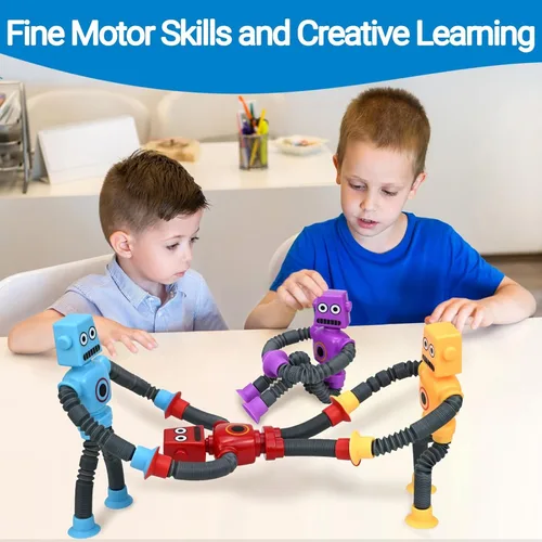 Miniatura 2 de Juguetes robóticos (paquete de 4), robots telescópicos con ventosa, tubos para autismo, juguetes sensoriales para ansiedad, regalos para niños