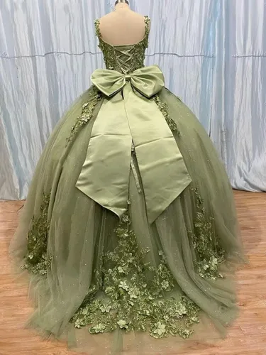 Miniatura 2 de TRHTX Tirantes espagueti vestidos de quinceañera vestido de fiesta con capa princesa dulce 15 16 vestidos con cuentas de encaje vestidos de baile