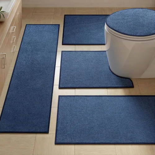 Miniatura 32 de YIHOUSE Juego de 2 tapetes de baño, color beige, ultrafino, absorbente, antideslizante, para baño, lavable, ducha, lavabo, lavandería