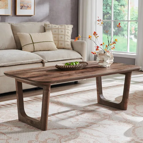 Miniatura 8 de ACCOHOHO Mesa auxiliar moderna de mediados de siglo para sala de estar, mesa auxiliar rectangular grande de madera de 51.2 pulgadas con patas