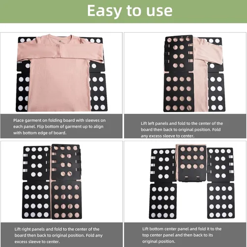 Miniatura 4 de GYE Tabla plegable para camisetas, carpeta de ropa, organizador de lavandería, herramienta duradera, de plástico, fácil y rápido, plegable para Negro