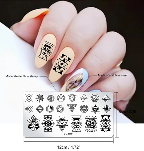 Miniatura 3 de Juego de sellos de uñas, 10 unidades, diseño geométrico, plantilla de placa de uñas, accesorios de arte de uñas, para bricolaje y salón de belleza