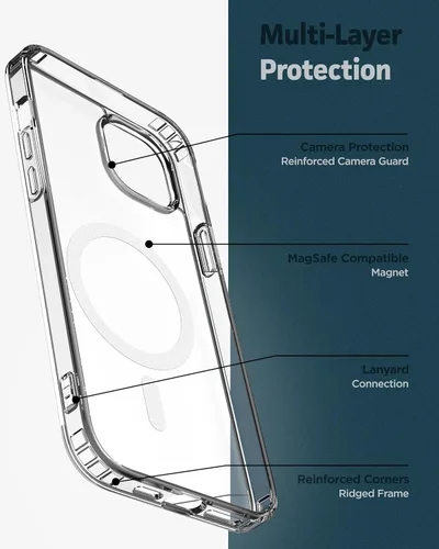 Miniatura 5 de ENCASED Funda magnética con protector de pantalla para iPhone 14 Plus de 6.7 pulgadas, compatible con MagSafe (transparente)