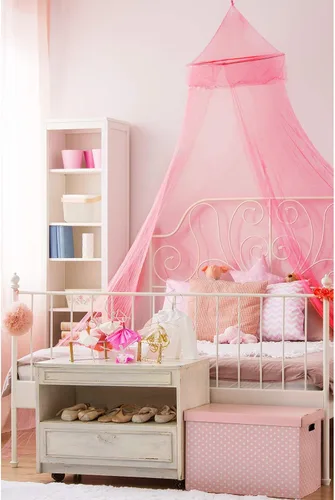 Miniatura 5 de Tatuo Red de malla para colgar en la cama, toldo de cama y 40 luces LED parpadeantes y guirnalda colgante de estrellas de 13.1 ft para camas