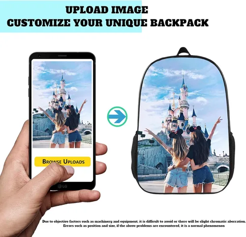 Miniatura 3 de Mochila personalizada para niños y niñas, mochila personalizada con imagen de texto, mochila personalizada para computadora portátil para hombres