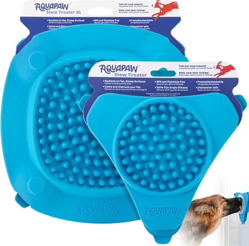Aquapaw Alfombrilla de silicona para lamer perros – Almohadilla de alimentación lenta con ventosa – Ayuda calmante para el tiempo del baño y aseo