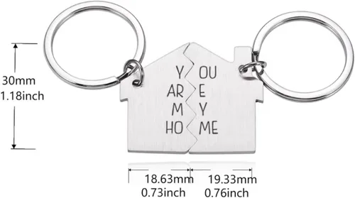 Miniatura 5 de Llavero para parejas, 2 unidades, con texto en inglés "You Are My Home" para parejas, novia, novio, amigo, regalo