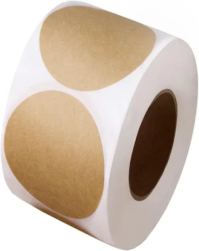 Calcomanías redondas de color marrón claro de 1.5 pulgadas, 500 calcomanías de puntos de codificación de colores, etiquetas de papel kraft