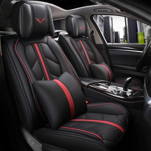 Juego completo otoez de fundas de asiento para coche de piel sintética de lujo, universal, para asientos delanteros y traseros, se adapta a la