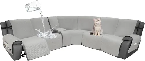 Miniatura 43 de Fundas de terciopelo 10% impermeables para sofá modular reclinable en forma de L, 1 pieza, fundas acolchadas para sofá reclinable esquinero, juego