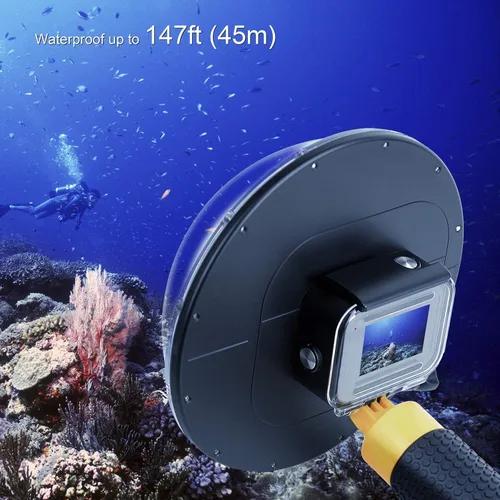 Miniatura 3 de GEPULY - Puerto domo para GoPro Hero 8 Black, lente de puerto domo con carcasa impermeable, disparador de obturador, agarre de mano flotante